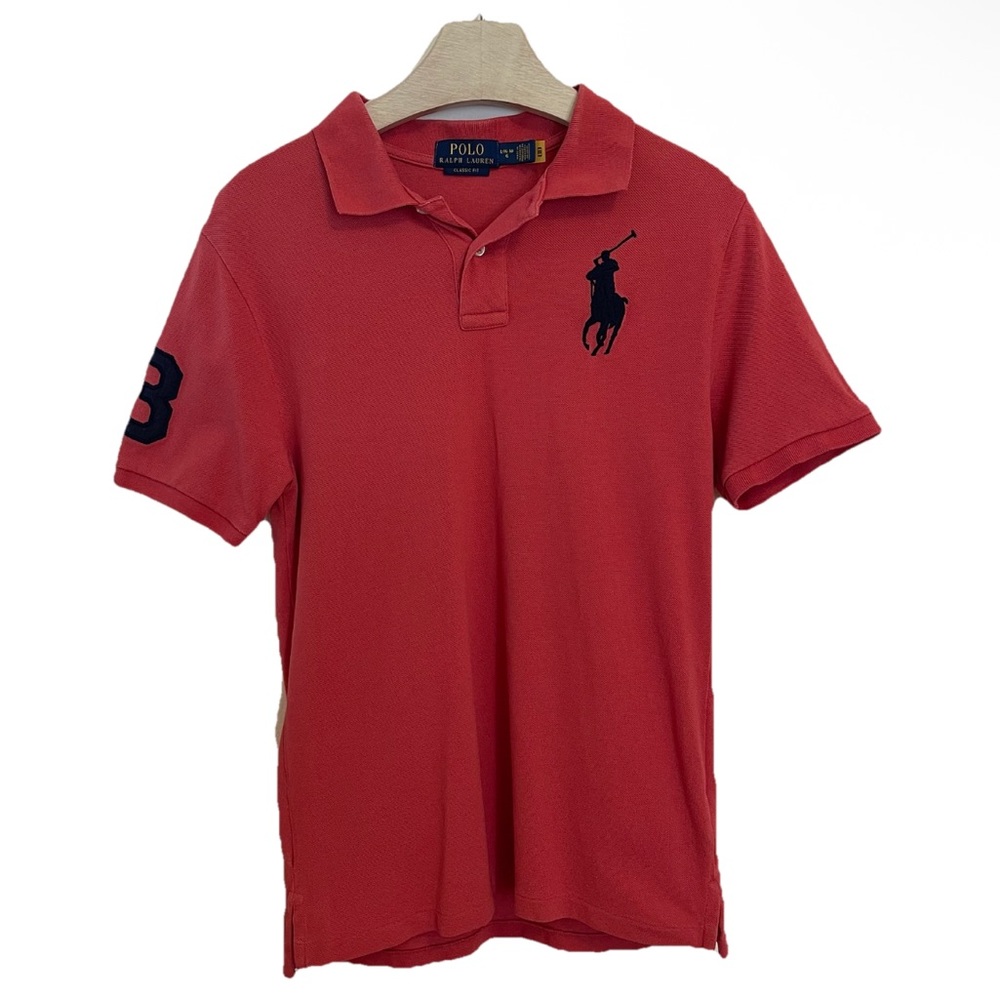 Polo Ralph Lauren Shirt Boys L 14-16 Salmon Coral Classic Fit Big Pony Preppy
